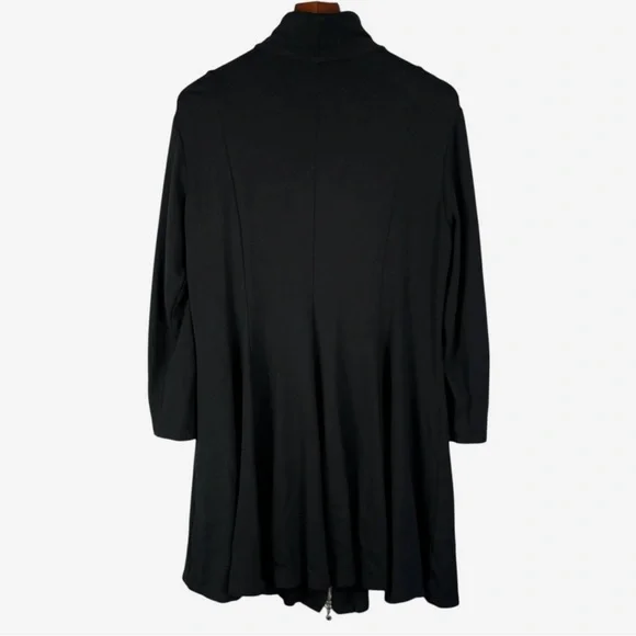 Samuel Dong Knit Flared Swirl Dress Or Duster Size M Full Zip Front Black - Picture 3 of 8